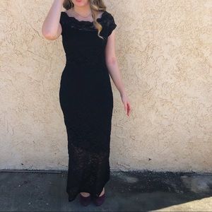 Long black lace dress